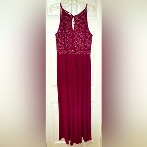 Morgan & Co Burgundy Lace/sequin Maxi Dress. Size 16. VGUC Worn once
